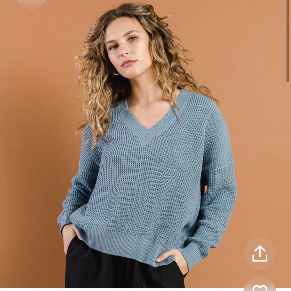 Tradlands Canyon V-neck Sweater Large Harbor